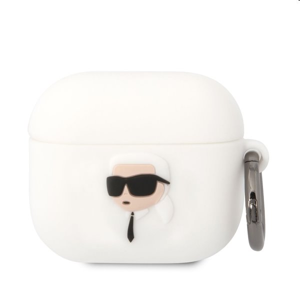 E-shop Karl Lagerfeld 3D Logo NFT Karl Head silikónový obal pre Apple AirPods 3, biely