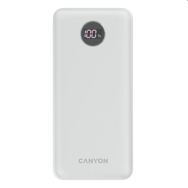 E-shop Powerbanka Canyon s digitálnym displejom 1 x USB-C/ 2x USB-A 20000, biela CNE-CPB2002W