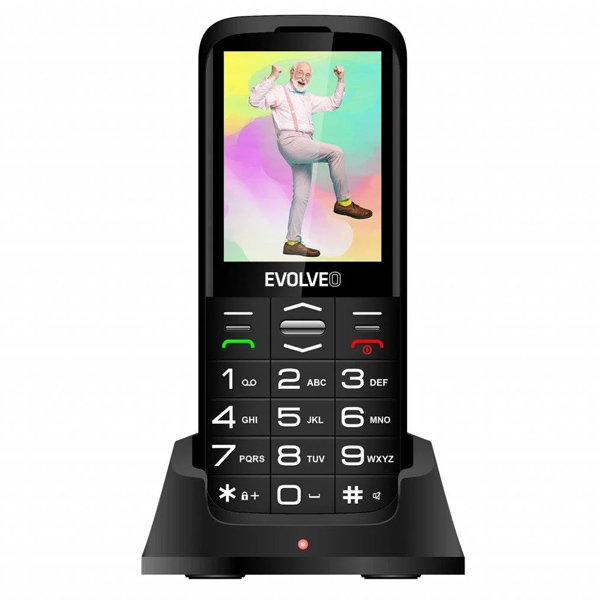 E-shop Evolveo EasyPhone XO, mobilný telefón pre seniorov s nabíjacím stojanom, čierny