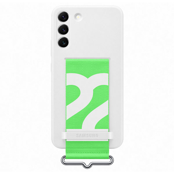 Zadný kryt Silicone Cover w/ Strap pre Samsung S22 Plus, biela - OPENBOX (Rozbalený tovar s plnou zárukou)
