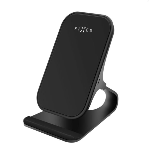FIXED Stand with fast wireless charging Frame Wireless, 15W, black - OPENBOX (Rozbalený tovar s plnou zárukou)