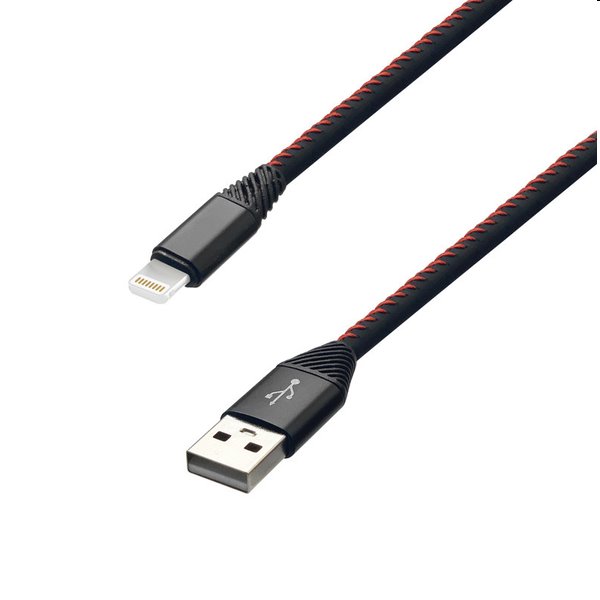 MobilNET Dátový a nabíjací kábel TPU USB/Lightning, 2A, 2m, čierny KAB-0185-USB-LIGHT