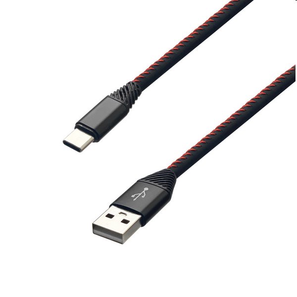MobilNET Dátový a nabíjací kábel TPU USB/USB-C, 2A, 2m, čierny KAB-0184-USB-TYPEC