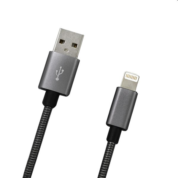 MobilNET Dátový a nabíjací kábel USB/Lightning, 2A, 1m, sivý KAB-0099-USB-LIGHT