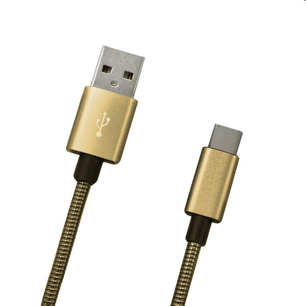 MobilNET Dátový a nabíjací kábel USB/USB-C, 2A, 1m, zlatý KAB-0097-USB-TYPEC