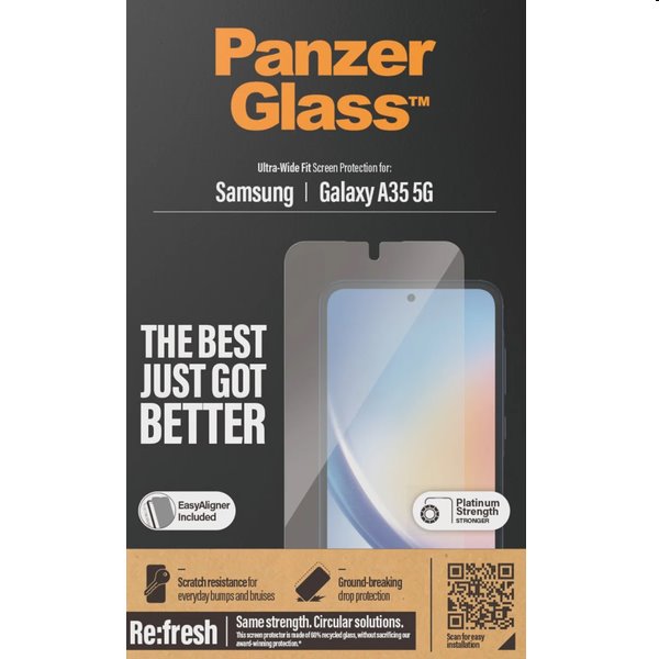 E-shop Ochranné sklo PanzerGlass Re:fresh UWF s aplikátorom pre Samsung Galaxy A35 5G, čierne 7357