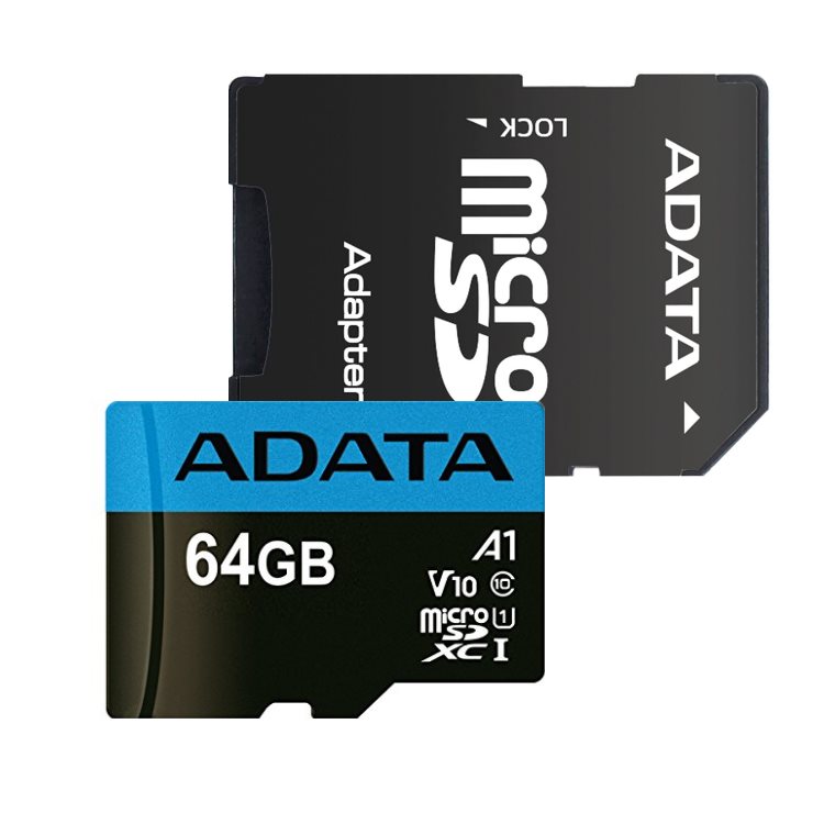 A-Data Micro SDXC Premier 64GB + SD adaptér, UHS-I A1, Class 10 - rýchlosť 85 MB/s (AUSDX64GUICL10A1-RA1)