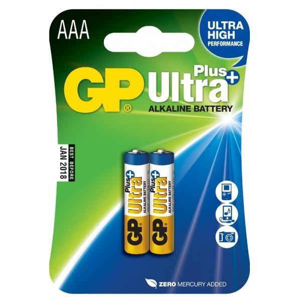 Alkalická mikrotužková batéria AAA, GP Ultra Plus, 2 kusy