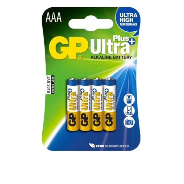 Alkalická mikrotužková batéria AAA, GP Ultra Plus, 4 kusy