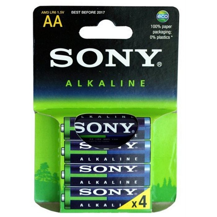Alkalická tužková batéria AA(LR6), SONY AM3LB4D Eco Blue, 4 kusy