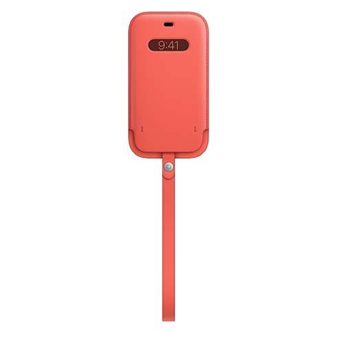 Kožený návlek s MagSafe pre Apple iPhone 12, 12 Pro, citrusovo-ružová