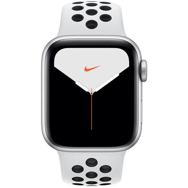 Apple Watch Nike Series 5 GPS, 40mm strieborná Aluminium Case with Pure Platinum/čierna Nike Sport Band