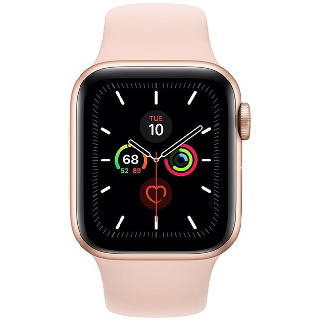 Apple Watch Series 5 GPS, 44mm zlatá Aluminium Case with ružová Sand Sport Band - S/M & M/L