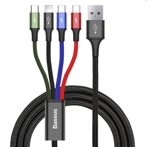 Baseus CA1T4-B01 USB - 2x USB-C / Lightning / micro USB 3.5A, 1,2m, černý