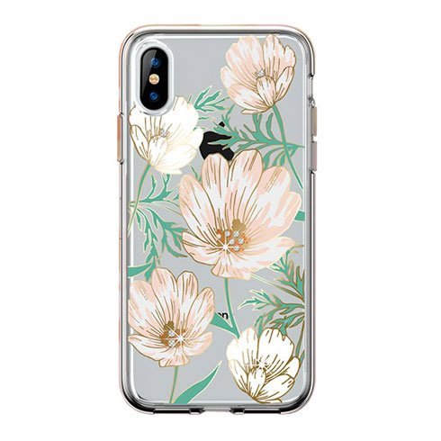 Comma kryt Magnolia Crystal Flower Series pre iPhone XS, white