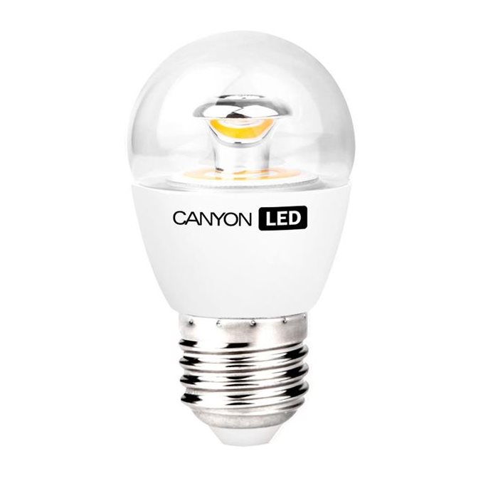 Led žiarovka Canyon E27, kompakt guľatá priehľadná 6W - svietivosť 494 lm, neutrál biela, CRI > 80