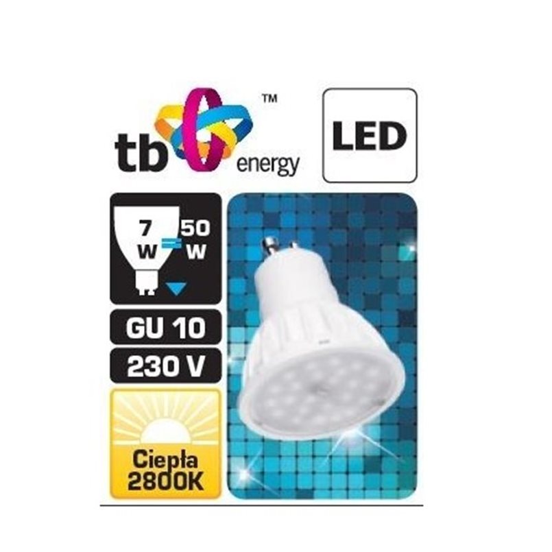 LED žiarovka TB Energy - GU10 - 7W, Teplá biela