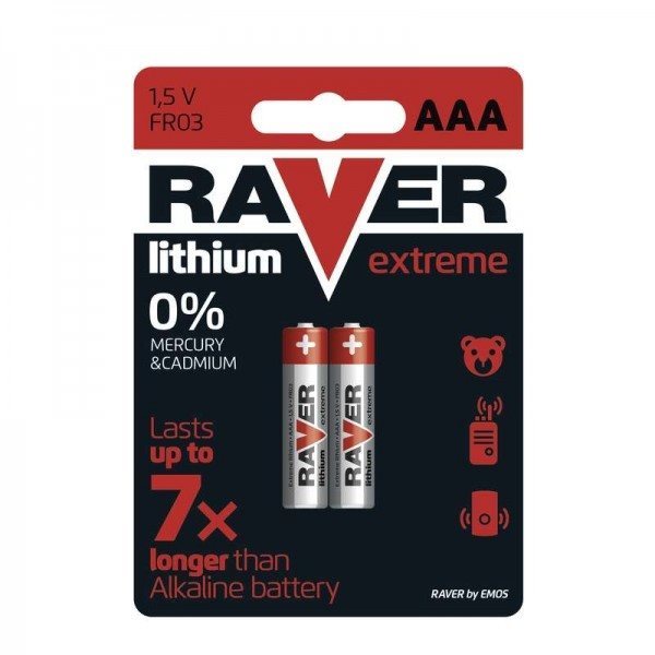 Lithiová mikrotužková batéria AAA, RAVER Extreme, 2 kusy