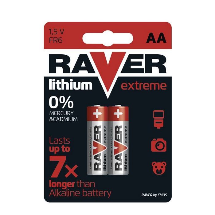 Lithiová tužková batéria AA, RAVER Extreme, 2 kusy