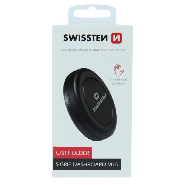 Magnetický nalepovací držiak do auta Swissten S-Grip Dashboard M10, čierny