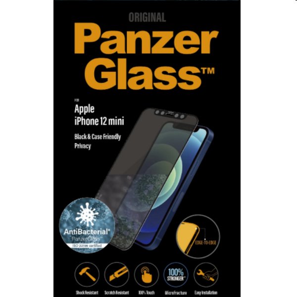 Ochranné sklo PanzerGlass Case Friendly AB pre Apple iPhone 12 mini, čierne P2710