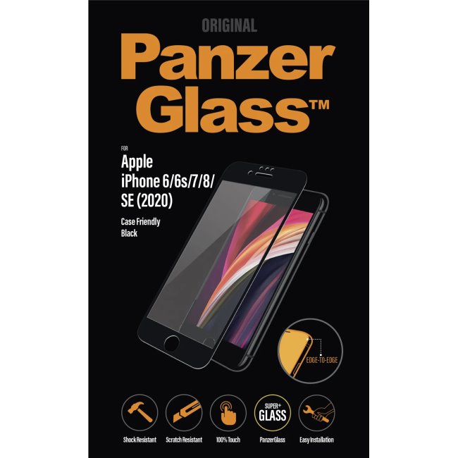 Ochranné temperované sklo PanzerGlass Case Friendly pre Apple iPhone SE a iPhone 8/7/6s/6, čierne