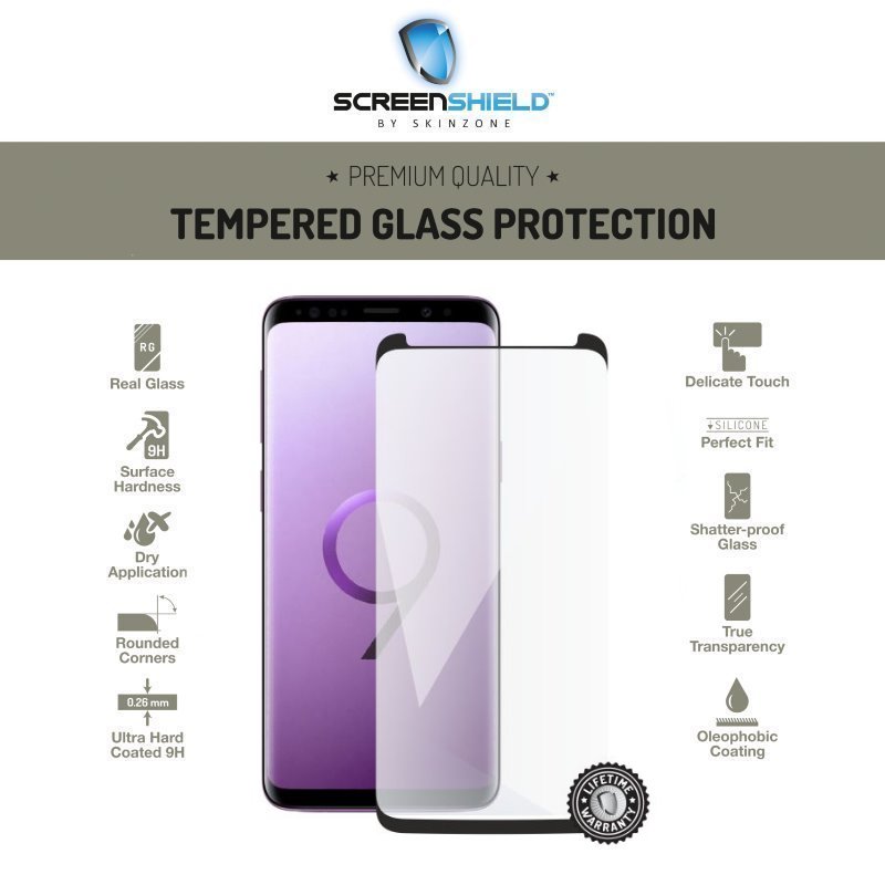 Ochranné temperované sklo Screenshield 3D Case Friendly pre Samsung Galaxy S9 - G960F, Black - Doživotná záruka SAM-TG3DBCFG960-D