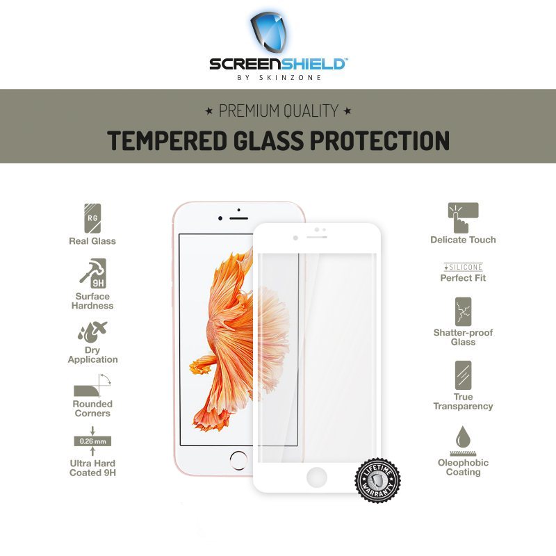 Ochranné temperované sklo Screenshield 3D pre Apple iPhone 7 Plus - Full Cover Metalic White - Doživotná záruka