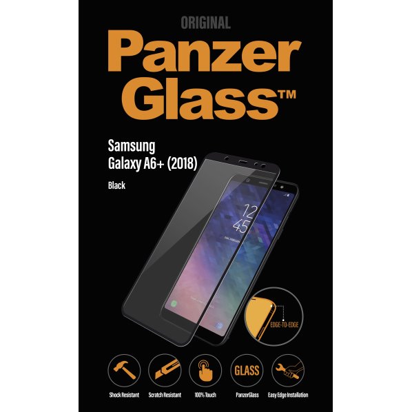 Ochranné temperované sklo PanzerGlass na celý displej pre Samsung Galaxy A6 Plus (2018) - A605F, čierne