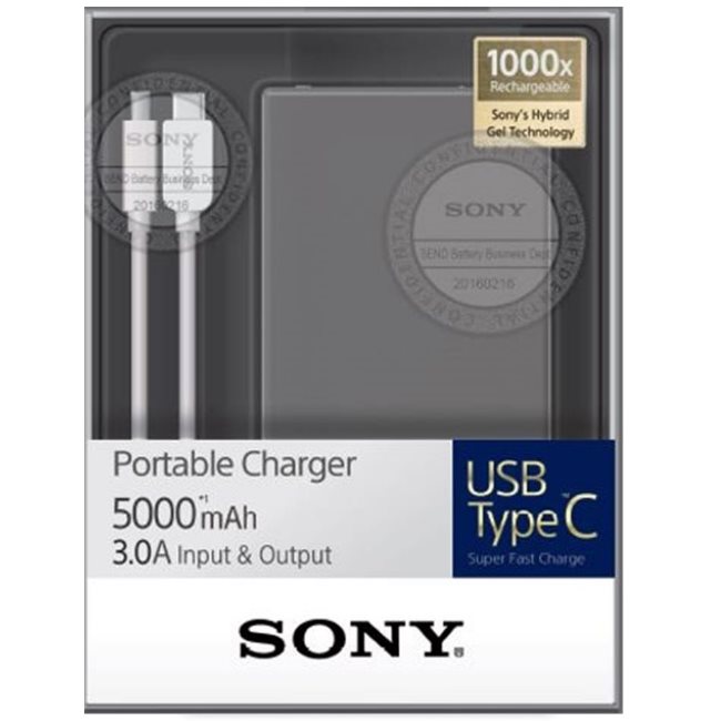 PowerBank Sony CP-SC5 USB-C - 5000 mAh, Anthracite Black