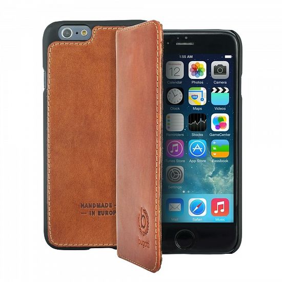 Puzdro Bugatti BookCover Oslo Leather pre Apple iPhone 6 Plus, cognac