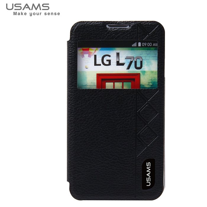Puzdro USAMS S-View pre LG L70 - D320n a L65 - D280n, Black