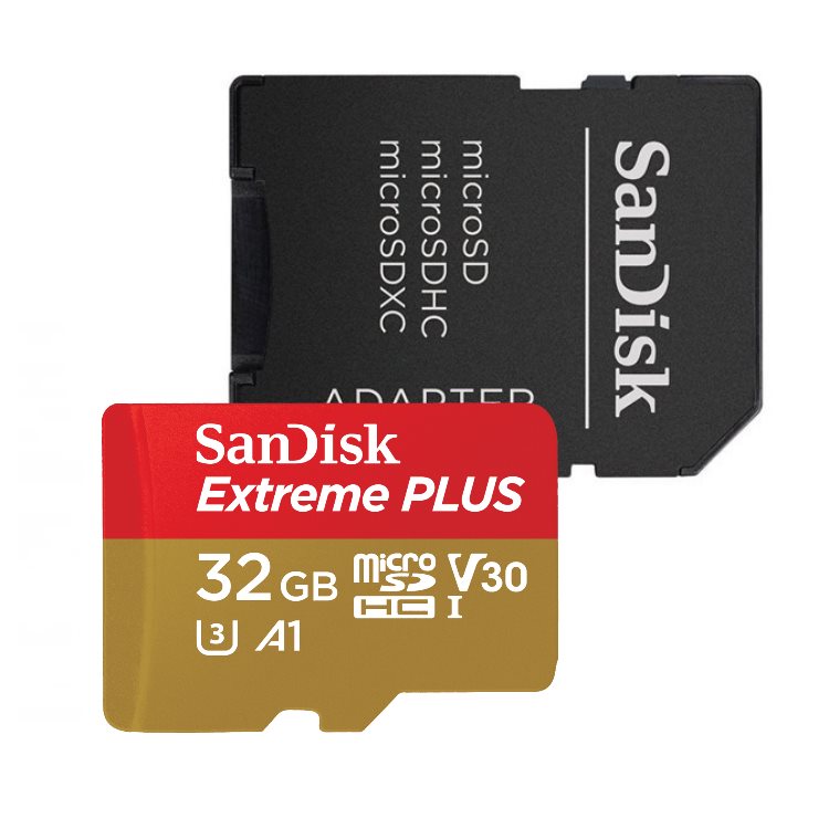 SanDisk Micro SDHC Extreme PLUS 32GB + SD adaptér, UHS-I U3 A1, Class 10 - rýchlosť 95/90 MB/s (SDSQXBG-032G-GN6MA)