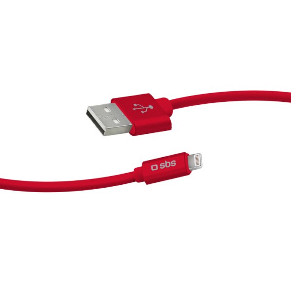 SBS silikónový dátový kábel pre iPhone s certifikáciou MFI a dĺžkou 1 meter, červený (Polo Collection) TECABLPOLOLIGR