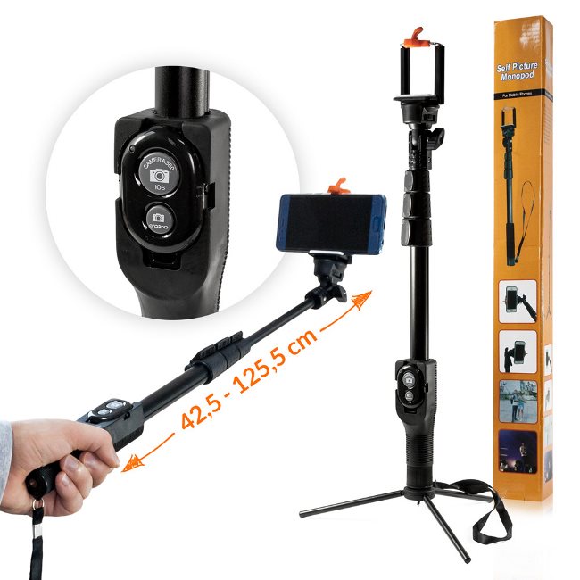 Selfie Maker BestMaker - Bluetooth teleskopická selfie tyč, Black