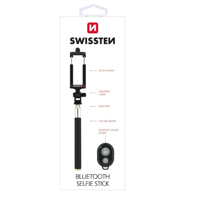 Selfie tyč Swissten s bluetooth diaľkovým ovládačom 32000300