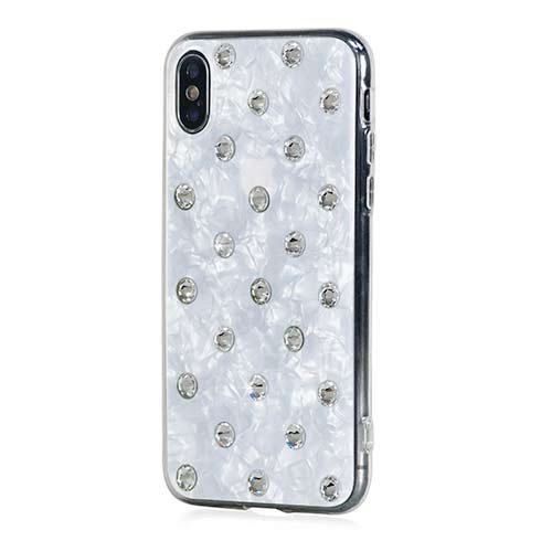 Swarovski kryt Polka Dots pre iPhone XS/X - Pearl White/Crystal IPXS-PD-WH-CRY