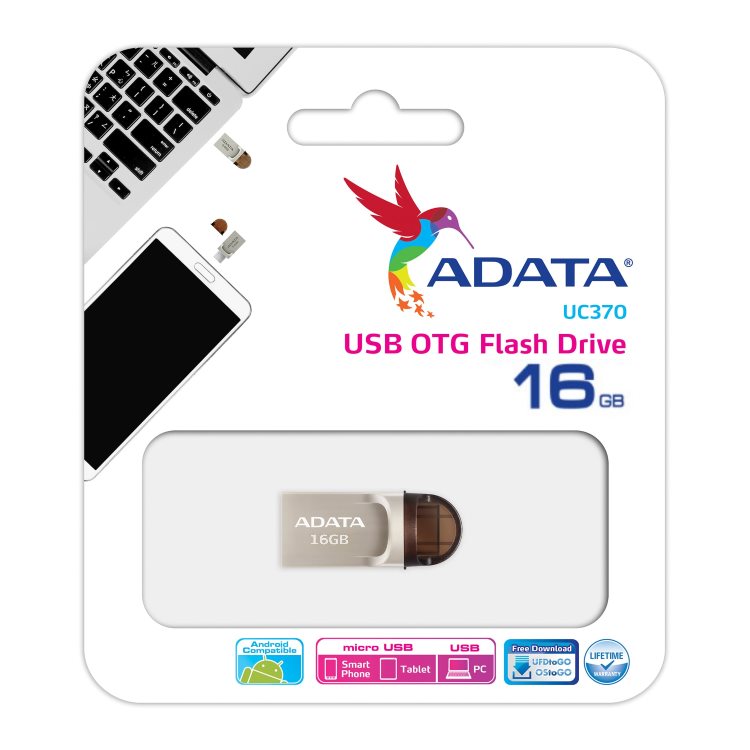 USB OTG A-Data UC370, 16GB, USB/USB-C 3.1 - rýchlosť 100 MB/s (AUC370-16G-RGD)
