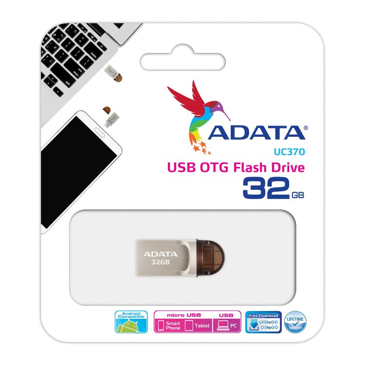 USB OTG A-Data UC370, 32GB, USB/USB-C 3.1 - rýchlosť 130/35 MB/s (AUC370-32G-RGD)