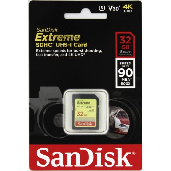 SanDisk Extreme Secure Digital SDHC UHS-I U3 32GB | Class 10, rýchlosť 90MB/s (SDSDXVE-032G-GNCIN)