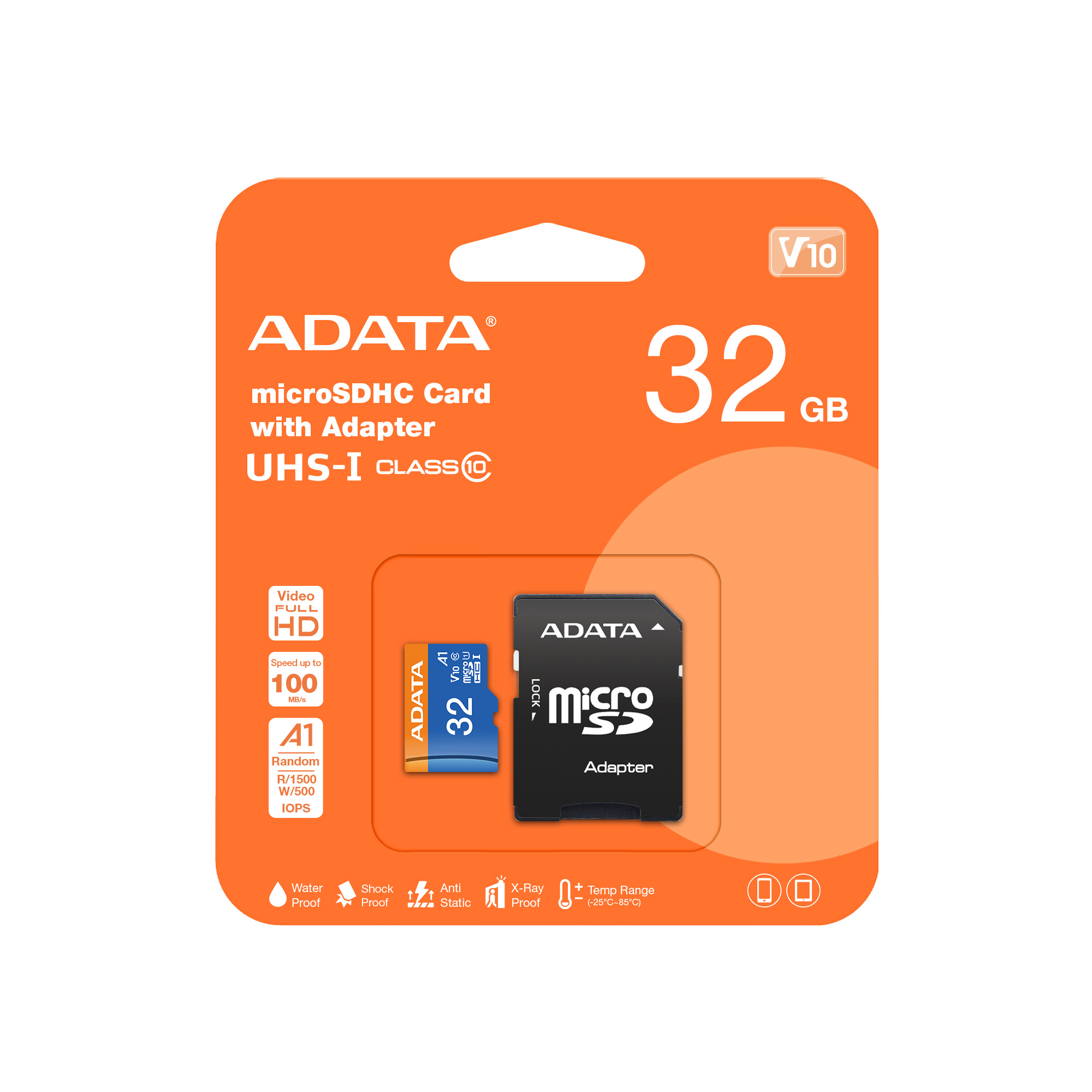 ADATA Micro SDHC Premier 32 GB, SD adaptér, UHS-I A1, Class 10, rýchlosť 85 MB/s