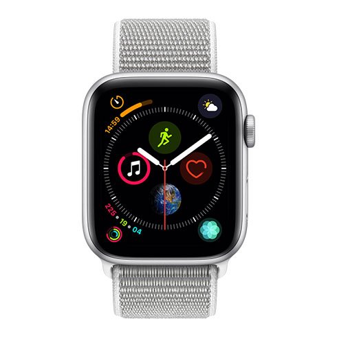 Apple Watch Series 4 GPS, 44mm strieborná Aluminium Case with Seashell Sport Loop