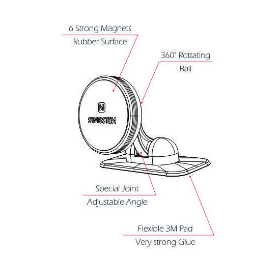 Magnetický držiak Swissten S-Grip DM6 na palubnú dosku
