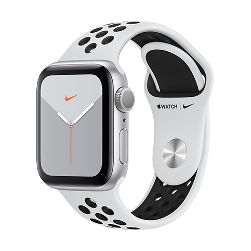 Apple Watch Nike Series 5 GPS, 40mm strieborná Aluminium Case with Pure Platinum/čierna Nike Sport Band