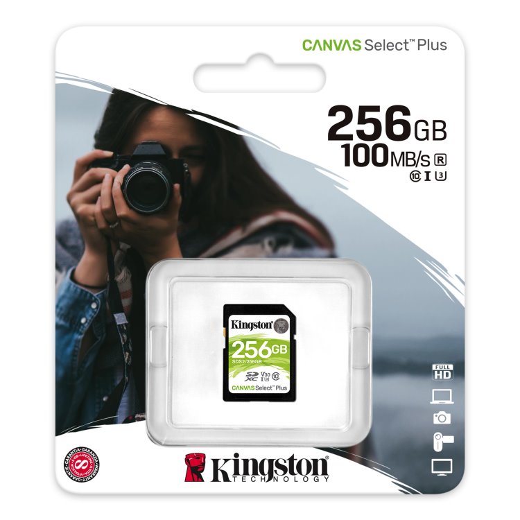 Kingston Canvas SeIect Plus Secure Digital SDXC UHS-I 256 GB | Class 10, rýchlosť 100/85 MB/s, SDS2/256 GB