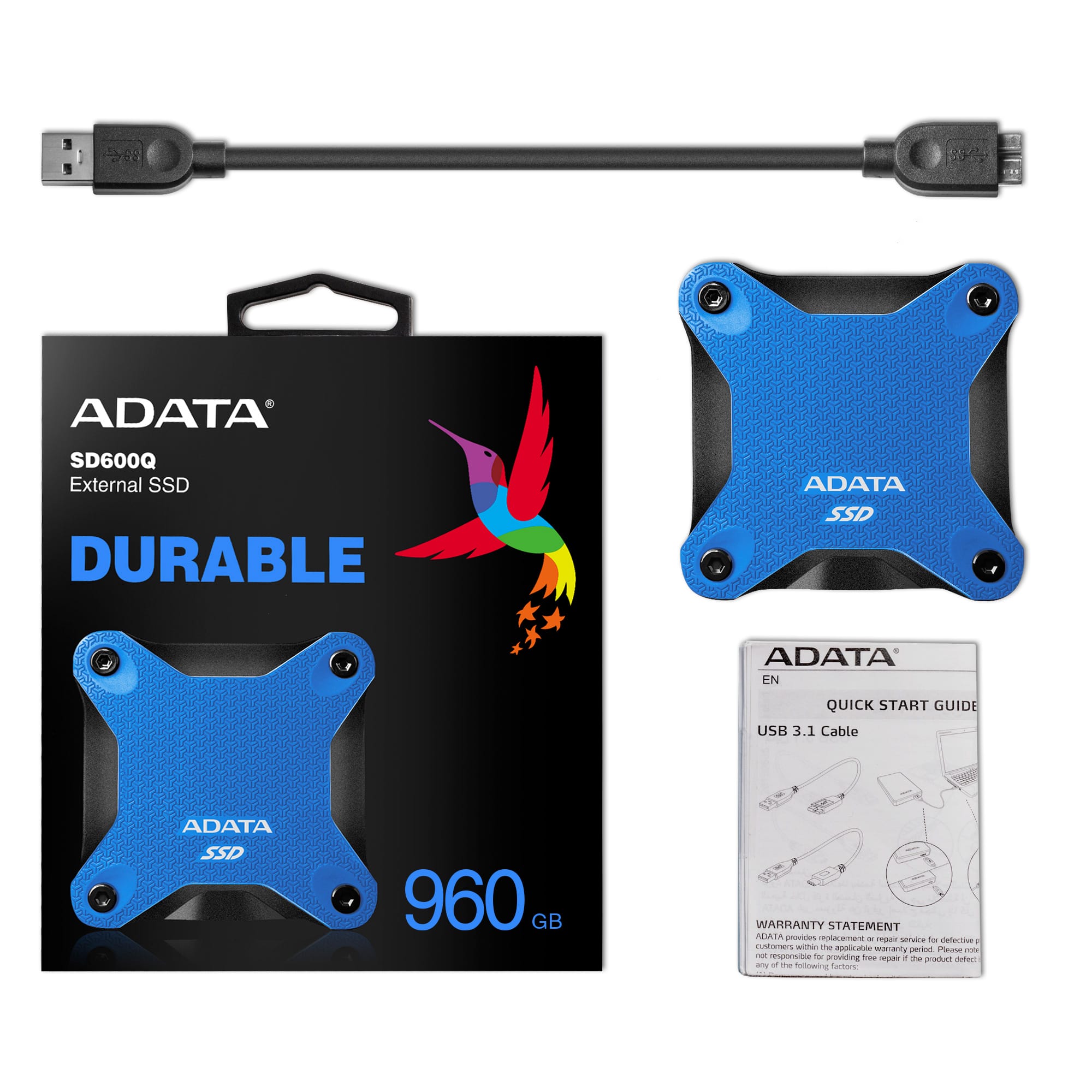 A-Data SSD SD600Q, 480GB, USB 3.2 - rýchlosť 440/430 MB/s (ASD600Q-480GU31-CBK), Black