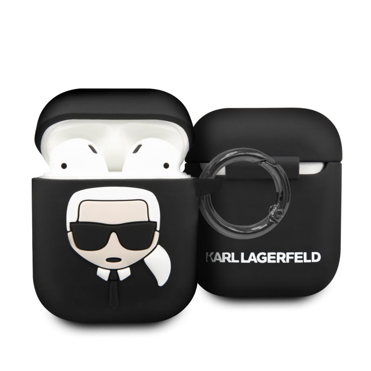 Karl Lagerfeld silikónový obal pre Apple AirPods 1/2 (KLACCSILKHBK), Black