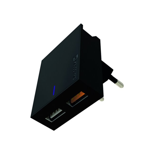 Rýchlonabíjačka Swissten Qualcomm Charger 3.0 s 2 USB konektormi, 23 W, čierna