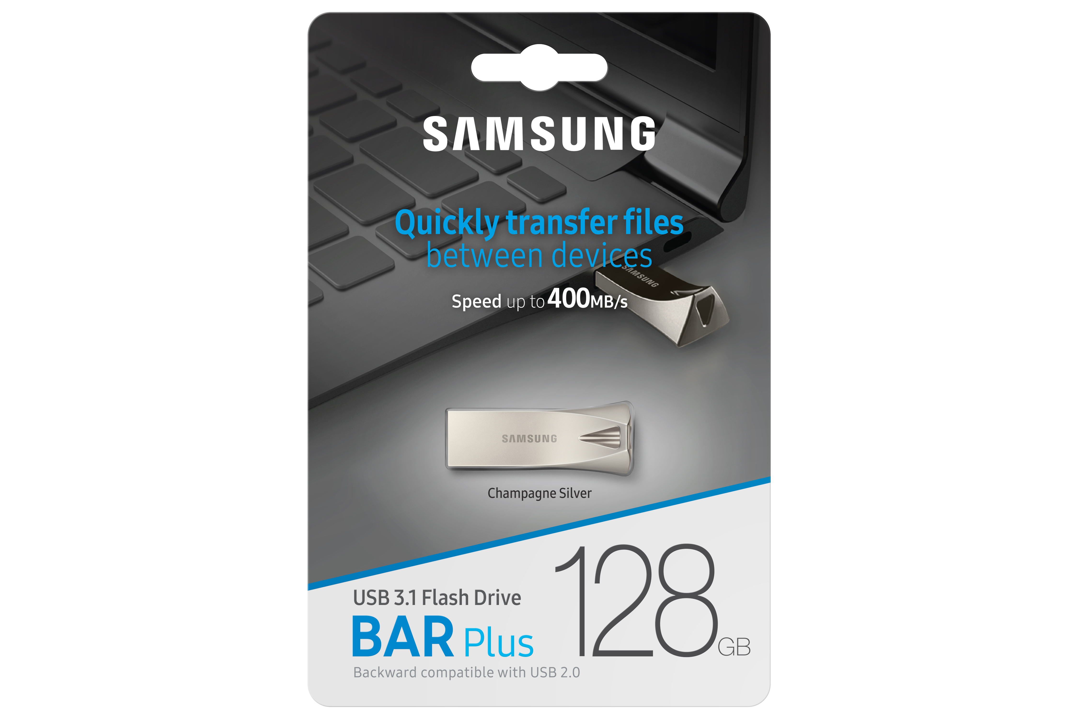 USB kľúč Samsung BAR Plus, 128GB, USB 3.1 (MUF-128BE3/APC), Silver