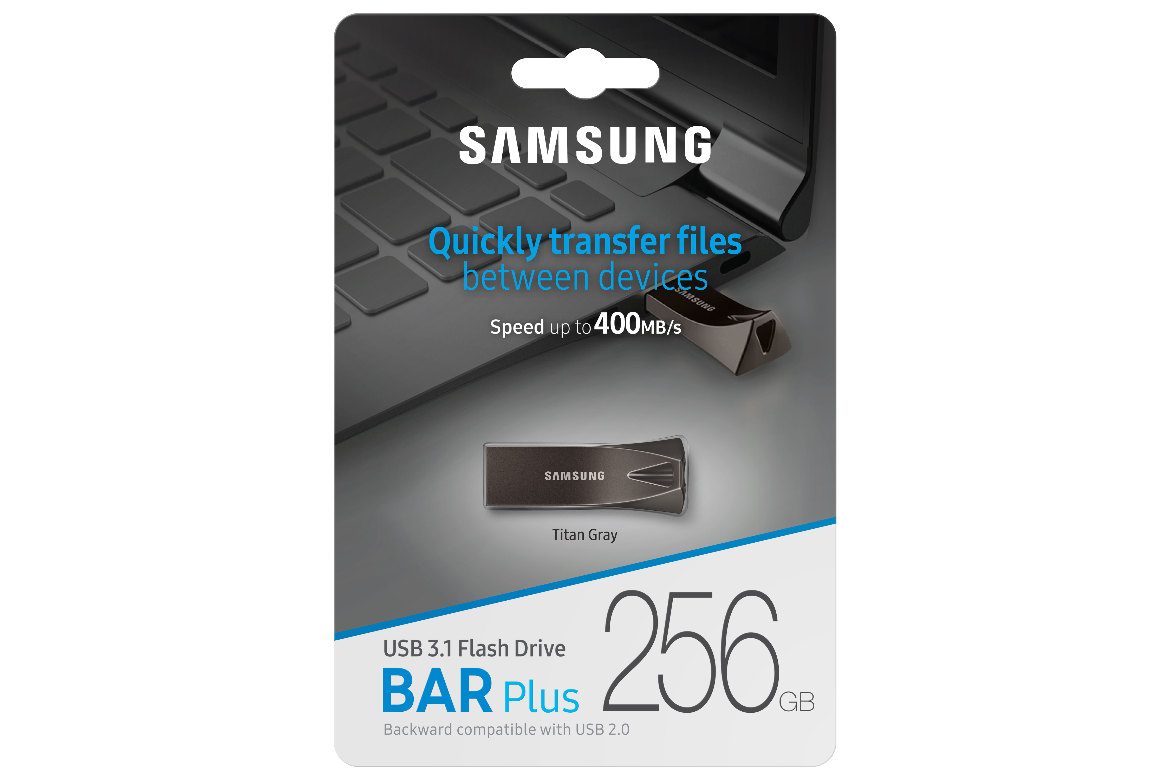 USB kľúč Samsung BAR Plus, 256 GB, USB 3.2 Gen 1, sivý